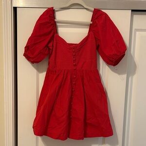Maeve Red Mini Dress with Puff Sleeves